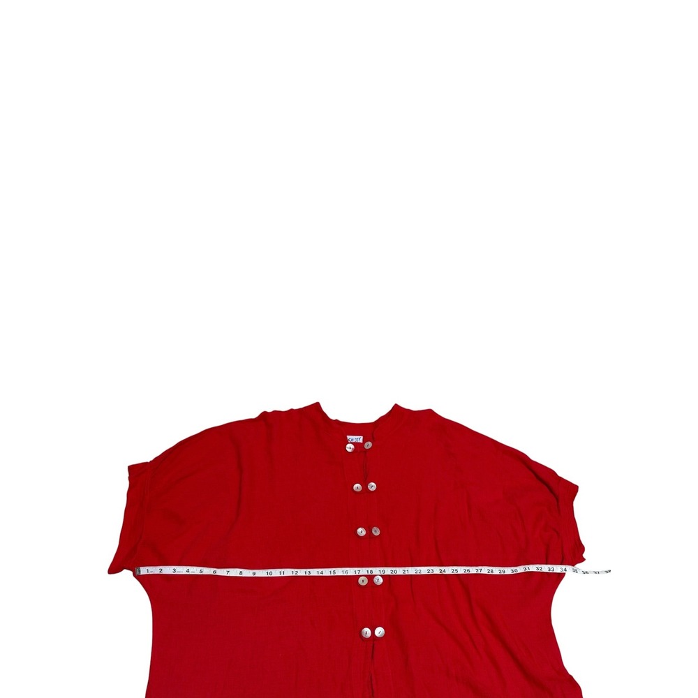 Oh My Gauze Red Cotton Gauze Button Front Oversized Blouse Sz XL - Picture 9 of 10